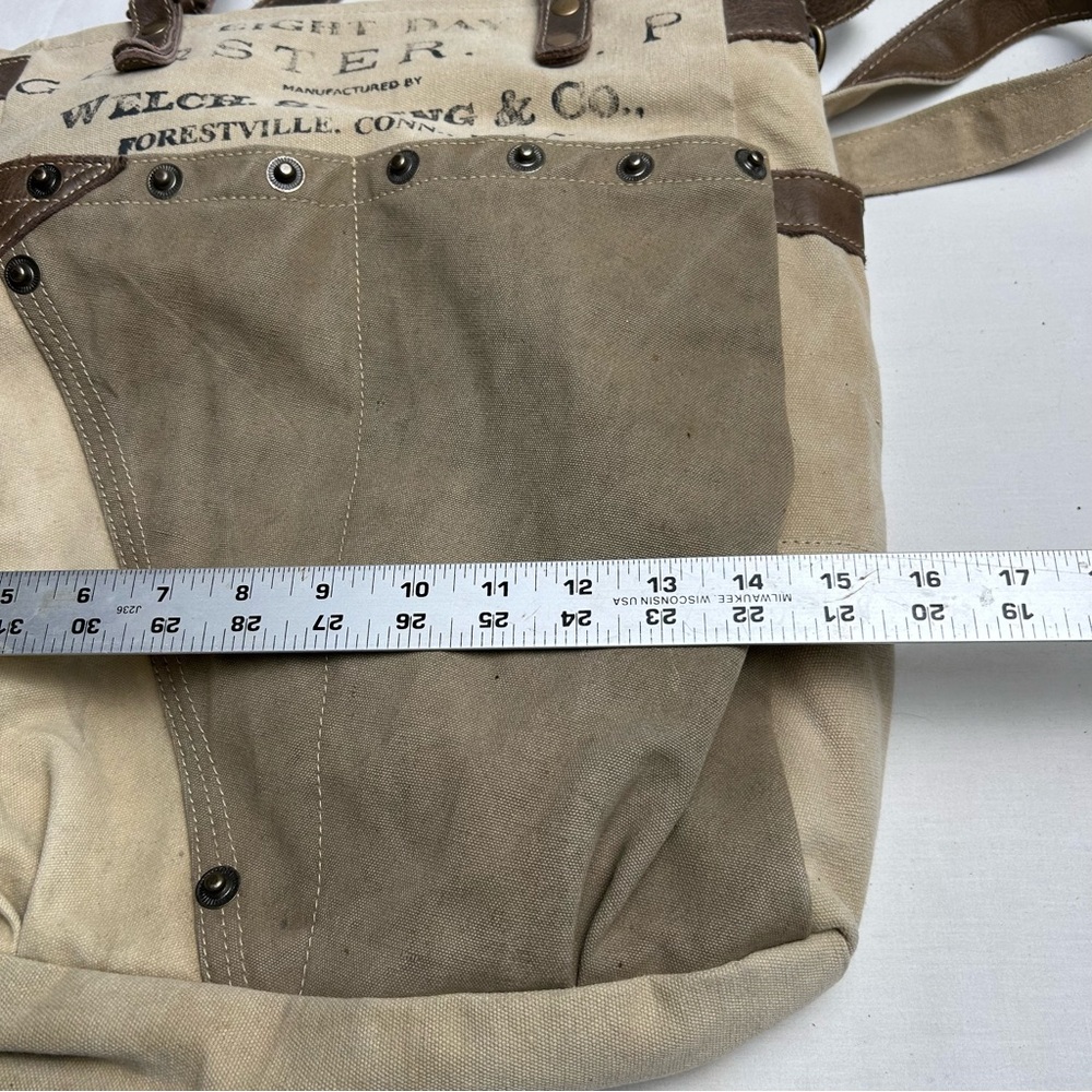 Canvas and Leather women’s bag - up cycled - Picture 7 of 9